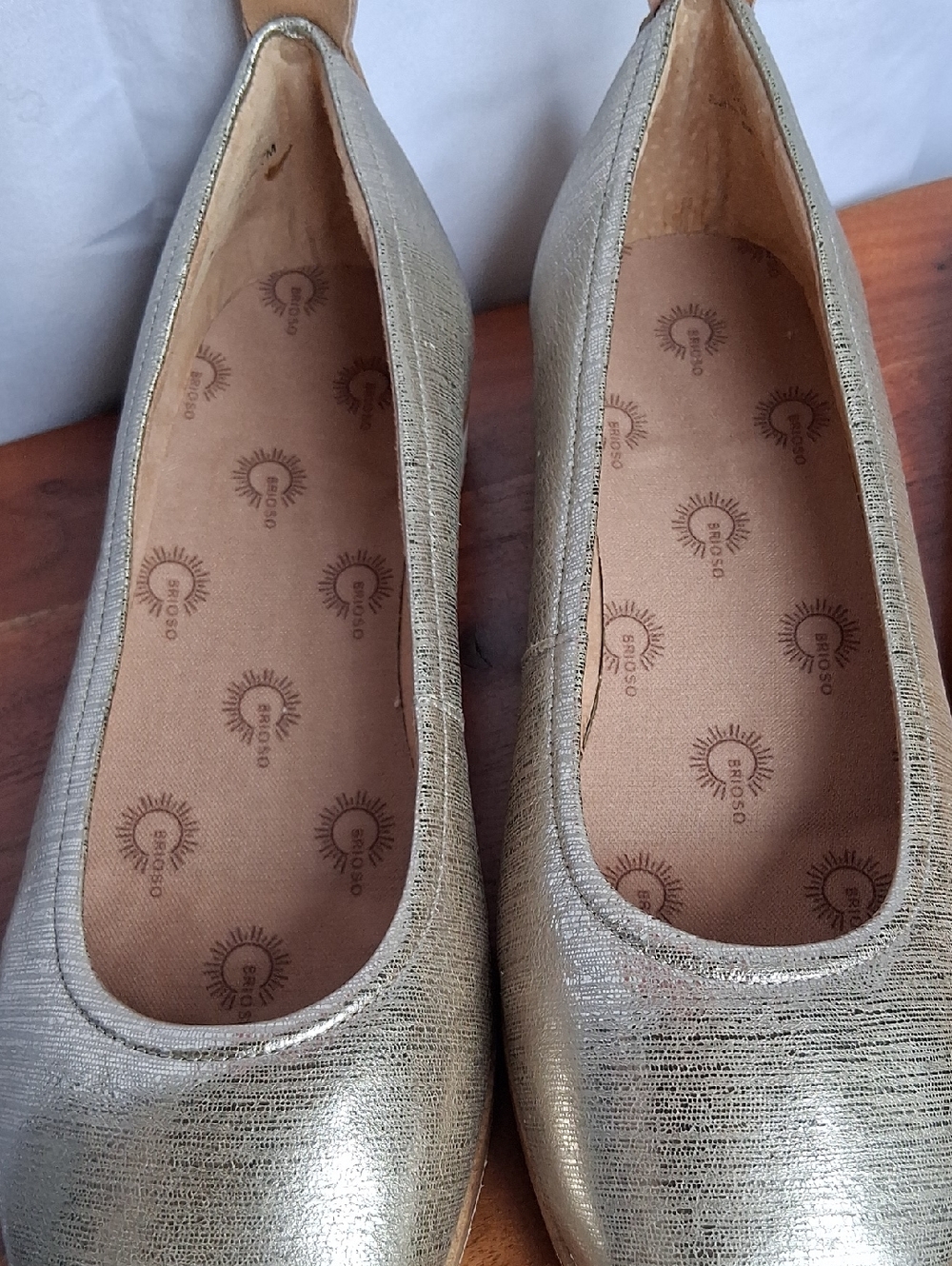 Brioso Metallic Gold Women's Ballet Flats with Cushioned Insole 7 - Picture 9 of 13